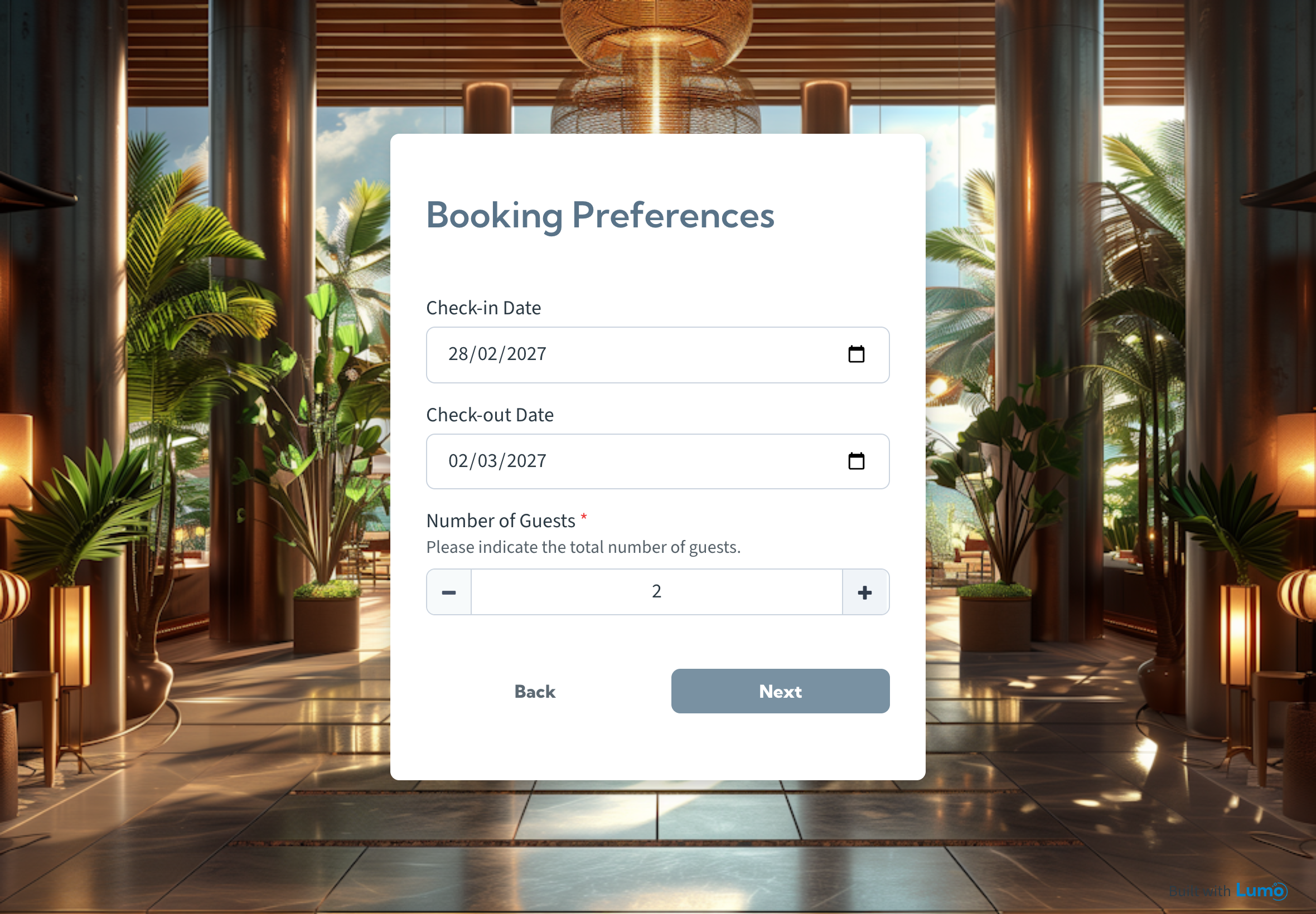 Hospitality bookings Lumo preview