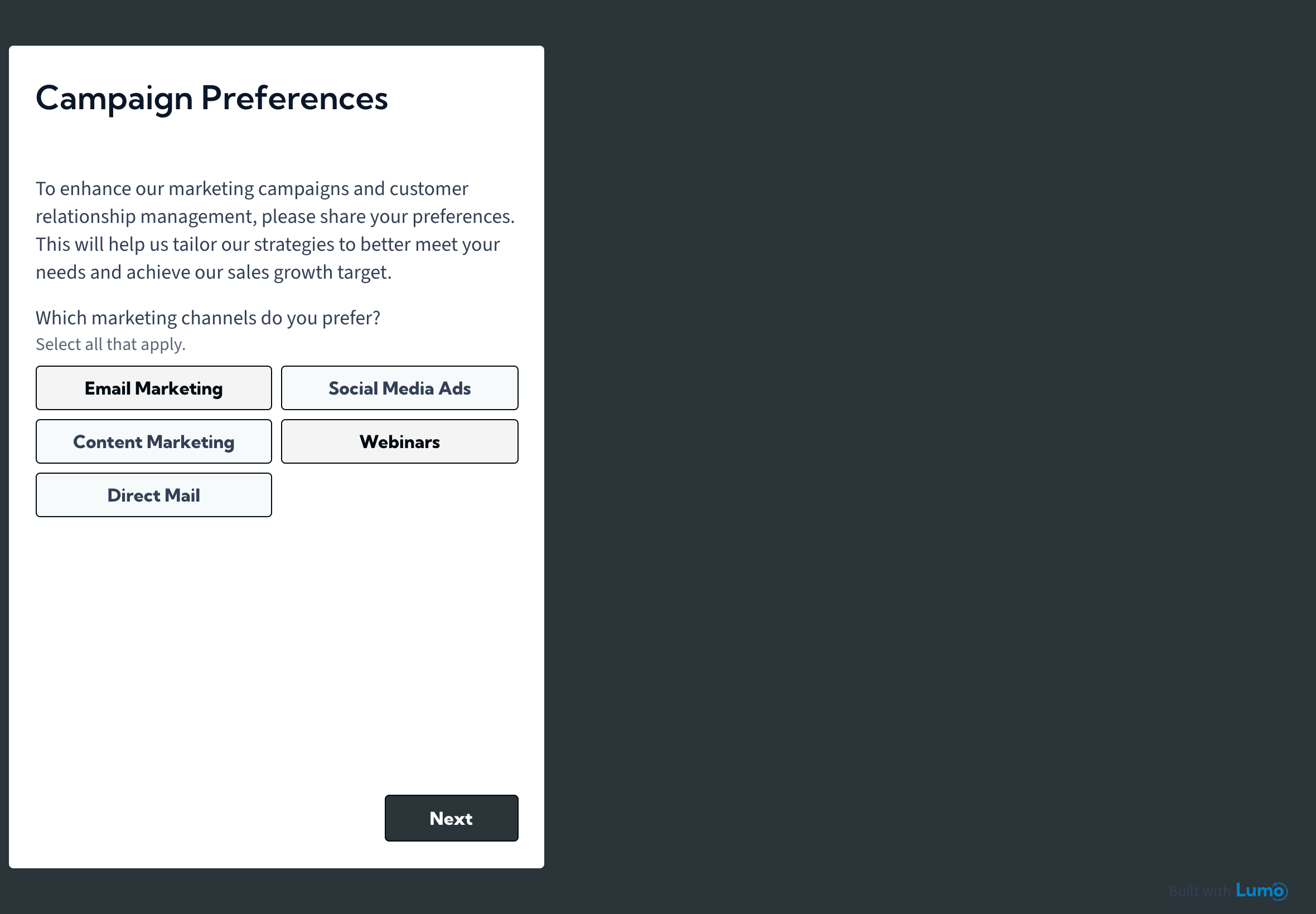 Sales growth strategy Lumo preview
